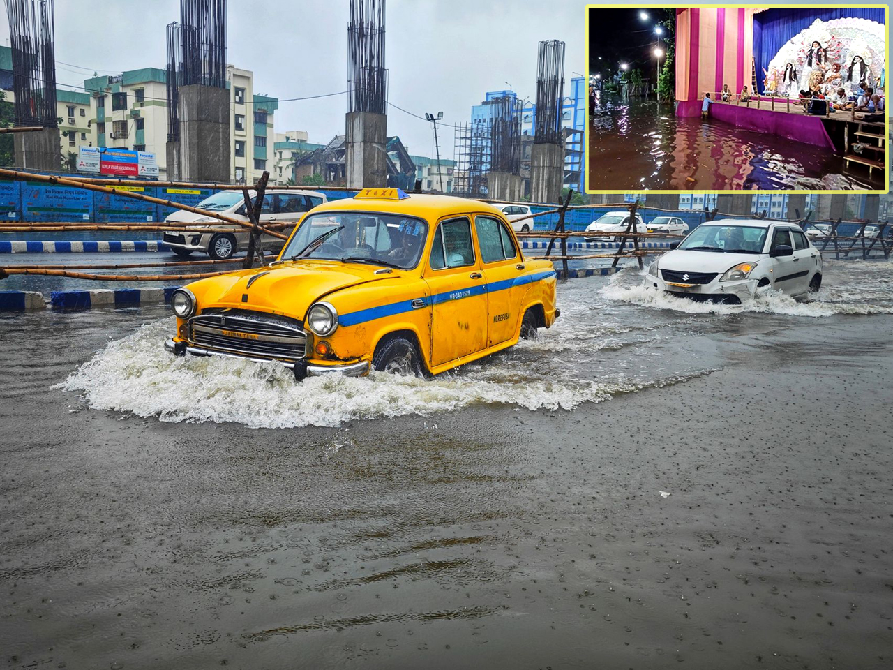 Kolkata Durga Puja flood 2025